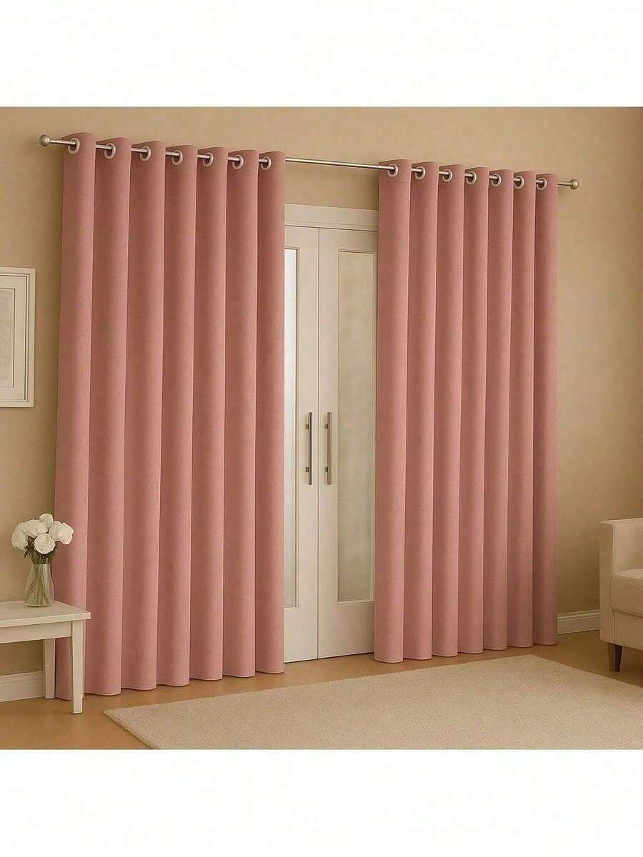 Curtain For Living Room Or Large Bedroom 3.00x2.50 Meters Ideal For Living Room Bedroom Office Door - Màu hồng gỉ - Xem 1