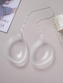 全新硅胶隐形文胸，带肩带，防滑，提升塑形款式，专为婚纱摄影、无肩带礼服、隐形内衣、连衣裙、旅行和度假设计，提升乳沟和性感胸部 - 無色 - 查看 2