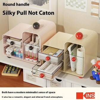 1pc Desktop Cosmetic Storage Box, Drawer Style Tea Bag & Coffee Capsule Organizer Box