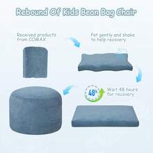 Bean Bag Chair For Kids 8-12, Toddler Beanbag Bed Corduroy, Convertible Child Bean Chair To Floor Mattress With Filler, Kid Reading Comfy Lounge Couch For Boys And Girls Bedroom, Light Blue - 藍色 - 查看 11
