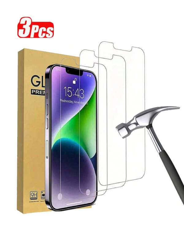 3 Pezzi Vetro temperato come protezione schermo compatibile per 16, 15, 14, 13, 12, 11, Pro Max, 12 Mini, 13 Mini, 7, 8, 15 Plus, SE, X, XS, XR, 14, 15, 16 Pro