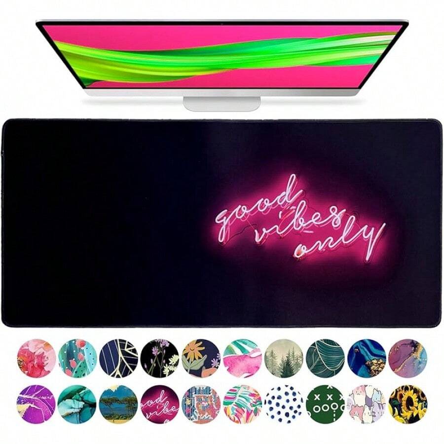 French KOKO Desk, Large Desk Pad Large Mouse Pad Cute Desk Accessories Home Office Essentials XL Desk Desk Pad Keyboard Mouse Desk Pads On Top Of Desks Computer Pink Floral Women Girls - 只感受美好 - 查看 1