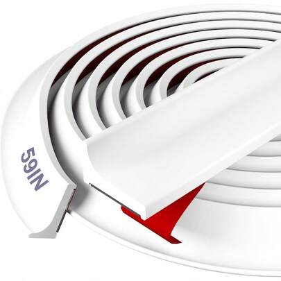 Shower Threshold Water Dam Barrier - Versatile, Silicone Shower Water Guard Stopper Seal St For Bathroom Floor, Bathtub Rim, Kitchen Countertop (White, 59 In/ 1.5M)