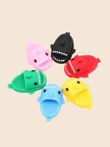 1 双可爱卡通鲨鱼风格 BJD 娃娃家居拖鞋，微型模型（男女通用，不分左右）