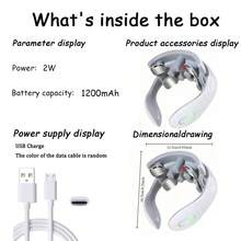 Wireless TENS Pulse Back & Neck Massager, Smart Shoulder & Neck Massager With Heating, Relieves Muscle Soreness, Powerful Body Therapy - White - View 6