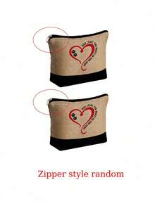 1套多功能手提包，印有爱心小狗爪印，方形帆布，方形购物袋，配黑白拼布袋和黑卡其拼布袋，便携、轻便可折叠收纳袋，简约包包，护士包、医生包、教师节收纳袋，适合婚礼、生日、海滩和节假日，亚麻手提包，礼品袋，适合送给妈妈的礼物，个人旅行化妆品，购物袋