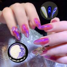 1 套 6 件 Aurora Magic Mirror 渐变闪光指甲镀铬粉，家庭美甲沙龙，摩擦抛光指甲油凝胶美甲装饰工艺礼物，Y2K
