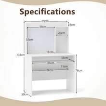 GOFLAME Computer Desk Home Office Desk With Magnetic Bulletin Board - White - View 2
