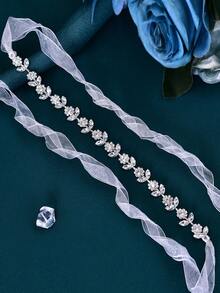 1 件手工轻质水晶婚纱腰带，适用于婚礼派对 SH309 - 銀色 - 查看 8