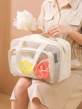 Dry And Wet Separation Travel Tote Bag - Airplane Makeup Bag, Transparent Pvc Toiletry Bag, Large Capacity Waterproof Gym Bag/Storage Bag, Travel Underwear/Bra Storage Bag - Swimming Bag, Travel Essentials, Gift For Mom, Birthday Gift, Gift For Friends And Teachers, Suitable For Travel And Vacation, Unisex. Toiletries Bag Travel Toiletry Bag Wash Bag Shower Bag Clear Makeup Bag Waterproof Bag For Women Packing Cubes Cruise Essentials Vacation Essentials