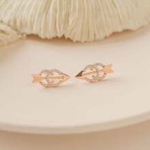 1pc Mini C&Heart Design Earrings, Minimalist Style Elegant Korean Ear Studs Earrings