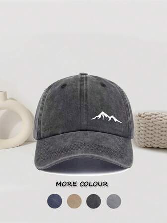 1 pièce Casquette de baseball et douce pour femmes avec imprimé montagne sur le côté, bord réglable, chapeau de soleil respirant pour l'extérieur, cadeau pour les sports de plein air, le camping, les voyages, les vacances