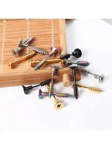 2 pièces Boucles d'oreilles clous vissés en acier inoxydable 316L pour femmes et hommes, bijoux de piercing oreille cartilage, tragus, hélix au style mode punk
