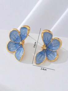 1 Pair Handpainted Enamel Dangle Earrings – Colorful Jewelry Gift For Daily Wear, Birthday, Mother's Day, Girlfriend Or Daughter - Màu xanh lam - Xem 4