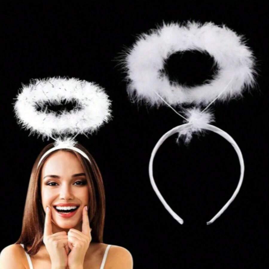 1 buc Elegant Angel Halo Headband Pene Hair Hoop pentru femei Prințesă Costume Cosplay Accesorii de păr Halloween