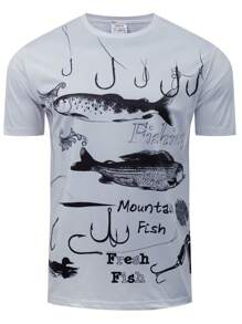 Fisching T-Shirt mit kurzen Ärmeln, Herren Anglerbekleidung, UPF 50 Sommersonnenschutz, Outdoor Sport Fisching Hemden