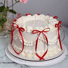 10 piezas Decoraciones elegantes de lazo rojo/negro/rosa para tartas, apropiadas para el Día de la Madre, San Valentín, decoración de postres, decoración de tartas con cinta, adorno para tartas de aniversario de boda, fiesta, San Valentín, Día de la Madre, conmemoración, Halloween, Navidad, cumpleaños