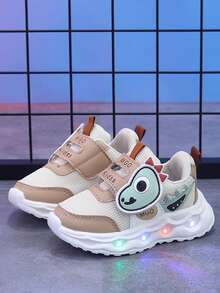 MGO Kidss MGO 儿童恐龙发光鞋，儿童 LED 闪光运动鞋 - 透气网眼防滑步行运动鞋，男孩和女孩运动鞋，适合 1-6 岁儿童的彩色童鞋 - 卡其色 - 查看 6