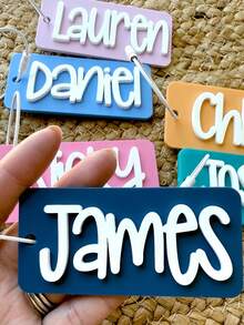 Personalized Retro Name Acrylic Keychain, Acrylic Name Tag, Backpack Name Tag, Diaper Bag, Custom, Lunchbox Name Tag, Luggage Tag