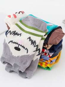 5 pares de calcetines de media caña para mujer con patrones de perros de dibujos animados, resistentes al olor, que absorben la humedad, suaves y cómodos, adecuados para deportes al aire libre/fiestas y uso diario. Calcetines cortos transpirables con lindos patrones de perros de dibujos animados.