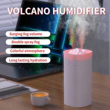 600mL Mini Air Humidifier Silent 7 Color Luminous Bonfire USB Dual Jet Essential Oil Aromatherapy Spray Purify Office Home Bedroom