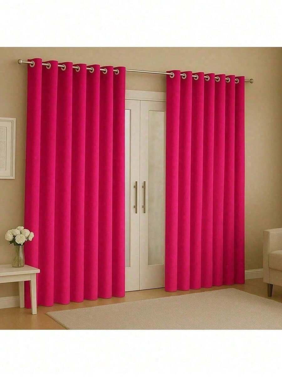 Curtain For Living Room Or Large Bedroom 3.00x2.50 Meters Ideal For Living Room Bedroom Office Door - 玫紅色 - 查看 1