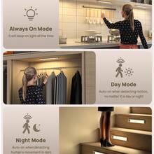 1pc Rechargeable Cabinet Light, Motion Sensor Light, USB Rechargeable LED Night Light, Three Light Colors Adjustable Cabinet Light, Wireless Magnetic Mounting Wall Lamp For Cabinet Kitchen Wardrobe Hallway Bedside - Upgrade - View 10