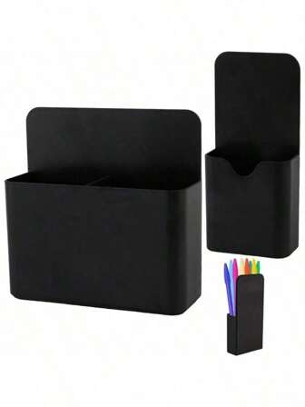 1 件/2 件磁性笔架，磁性干擦记号笔架，带大隔层，强磁收纳记号笔收纳盒，适用于冰箱、白板和储物柜配件