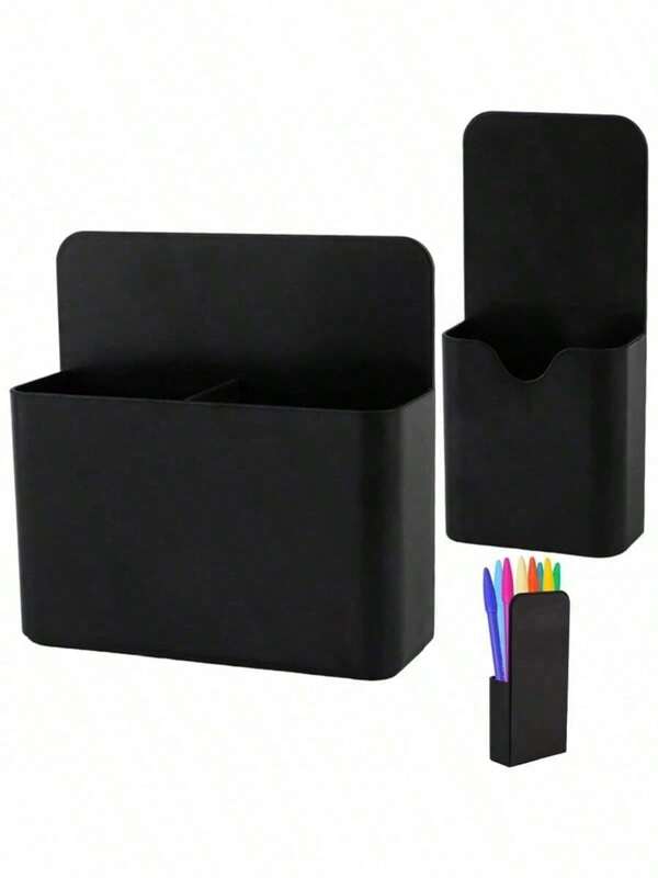 1pc/2pcs Magnetic Pen Holder, Magnetic Dry Wipe Marker Holder, With Large Compartment, Strong Magnet Storage Marker Pen Storage Box, Suitable For Refrigerator, Whiteboard, And Storage Cabinet Accessories