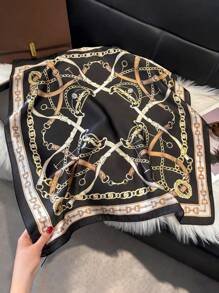 1 Stück elegantes 70cm Ketten-Drucktuch aus Kunstseide für Damen, modischer vielseitiger Schal für Taille, Haar, Hals Dekoration, geeignet für den täglichen Gebrauch
