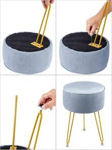 Round Dressing Table Stool Vanity Seat Comfortable Stool For Dressing Table - Blue - View 3