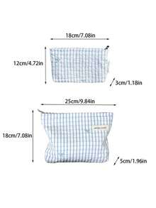 Túi đựng mỹ phẩm thời trang, tươi mới và đơn giản, dung tích lớn, túi đựng đồ chăm sóc da xách tay, túi lót du lịch, túi đựng đồ trang điểm, túi đựng đồ vệ sinh cá nhân với nơ kẻ sọc màu xanh dương, túi xách nữ thanh lịch, ví cầm tay nhẹ, túi đựng bút, mỹ phẩm, son môi, tiền lẻ, thẻ, túi đựng đồ dùng cá nhân khi đi du lịch, mua sắm, đi làm, đi học, chuẩn bị năm học mới, quà tặng cần thiết cho Ngày Valentine, Giáng sinh, ngày lễ, quà cưới, quà tặng bạn bè, màu xanh dương. - Nhiều màu - Xem 12