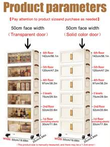 1 pièce Armoire de rangement pliable de 50 cm / 19,69 pouces de largeur, organisateur d'armoire à vêtements, armoire portable, armoire pliante à double porte, 1-6 niveaux au choix, porte double épaisse avec roues, étagère de rangement sans assemblage pour la maison, ranger les vêtements et les jouets