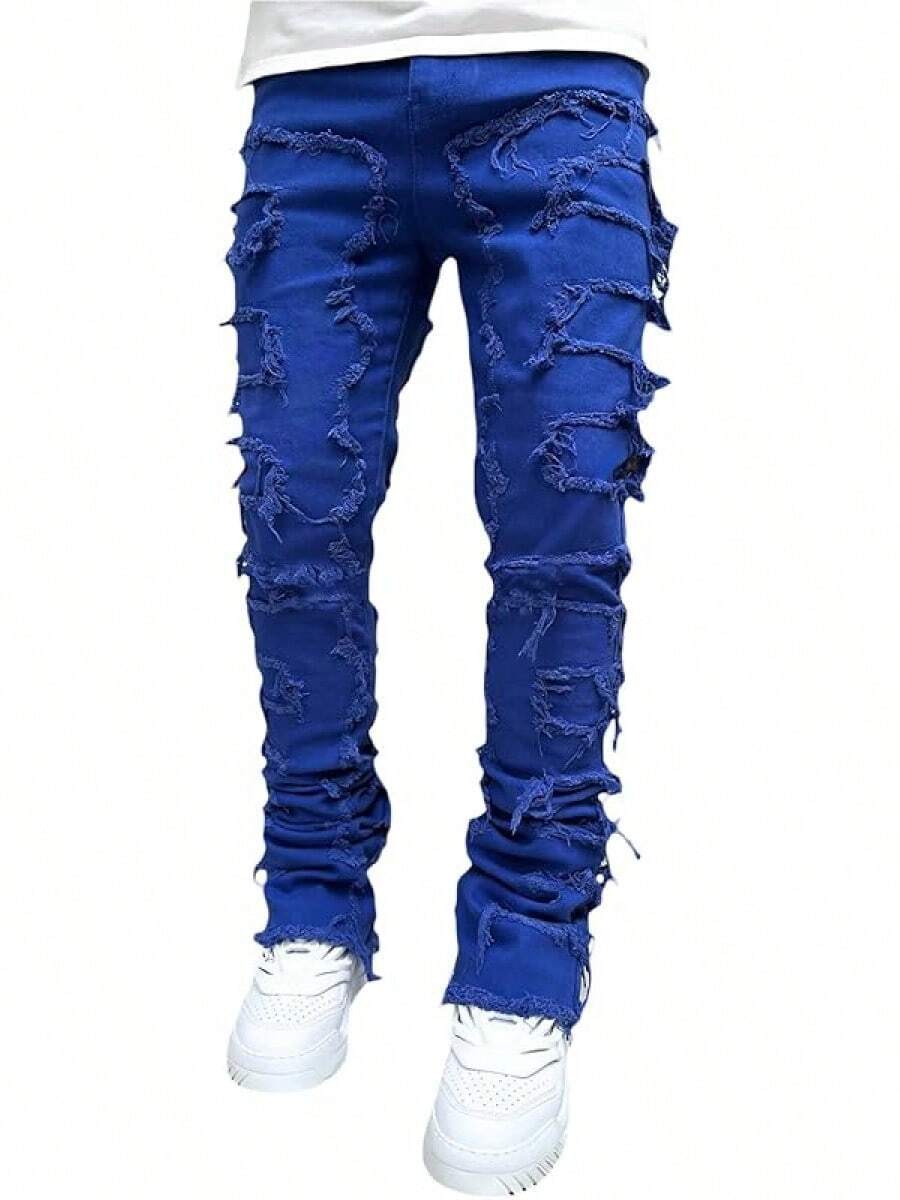 TK Baggy JeansStacked Jeans Men Ripped Jeans Pants Goth Harajuku Emo ...