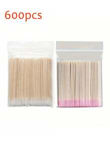 1000 Stücke/700 Stücke/500 Stücke/200 Stücke/100 Stücke/Packung Einweg-Holz-Mikro-Maskara-Bürsten ohne Fusseln, Wimpernverlängerungs-Werkzeug und Klebstoff-Entferner, Mini-Make-up-Pinsel