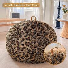 XeGe Faux Fur Leopard Print Bean Bag Chair Cover (No Filler), Fluffy Stuffed Animal Storage Cheetah Bean Bag Home Decor, Furry Fuzzy Big Beanbag Cover Adults Teens, Anti-Slip, Brown - Leopard Print Brown - View 5