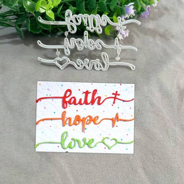 Faith,Hope,Love Metal Cutting Dies, DIY Scrapbooking Album And Embossing Stencil, Greeting Card Making Tool, Card Paper Cutting Crafts ,Gift Card Making Template Die Cuts
