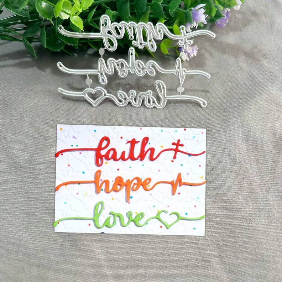 Faith,Hope,Love Metal Cutting Dies, DIY Scrapbooking Album And Embossing Stencil, Greeting Card Making Tool, Card Paper Cutting Crafts ,Gift Card Making Template Die Cuts