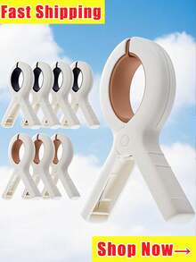 10 件沙滩巾夹毛巾架衣夹衣夹椅夹悬挂夹。超大沙滩巾夹，5.1 英寸毛巾夹适用于沙滩椅巡航重型，毛巾架夹适用于衣服泳池船，2 种颜色：卡其色和蓝色。