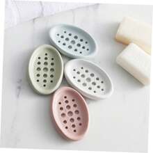1pc Silicone Soap Dish - Stylish Oval Self-Draining Soap Holder With Multifunctional Storage Rack - Perfect For Bathroom Countertops, Sinks, And Countertops, Ideal For Keeping Soap Bars Within Reach, Space-Saving Bathroom Accessories