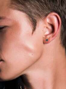 5/1 Pair Fashion Colored Zirconia Men's Earrings Set - Hypoallergenic 316L Stainless Steel Punk Ear Bone Studs For Daily Wear