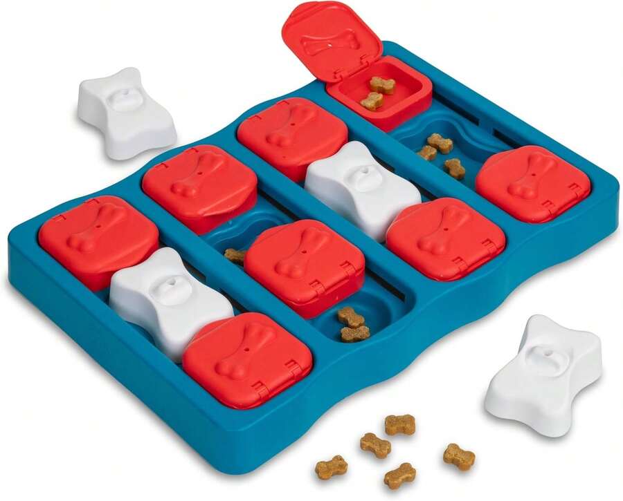 Outward Hound By Nina Ottosson Dog Brick Treat Puzzle Enrichment Toy, Level 2 Intermediate Game, Blue - 狗磚(紅,白,藍) - 查看 1