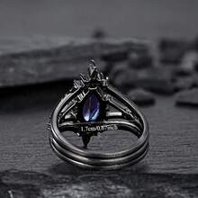 1 Bộ trang sức thời trang bằng đá Zirconia màu tím mạ điện dành cho nữ, nhẫn đính hôn/cưới, quà tặng trang sức cô dâu cho ngày kỷ niệm - Màu tím - Xem 4
