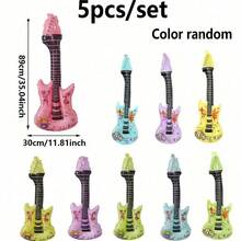 5pcs Rock Inflatable Guitar Balloons - Colorful Foil, Suitable For Disco Party, Birthday And Music Theme Events - Disco Ball, Hip Hop, Nightclub, Carnival Party Decoration