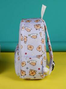 1 pieza Mochila Bonita de Capibara - Estampado de Animal de Dibujos Animados, Estilo Informal, Mochila de Vuelta al Colegio, con Cierre de Cremallera y Correa para el Hombro Ajustable, Adecuada para la Escuela y los Viajes