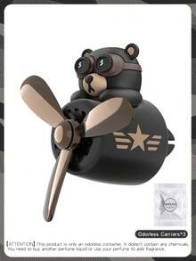 无香水DIY香薰旋转汽车饰品出风口夹空气清新剂风力旋转螺旋桨酷炫趣味飞行员卡通熊狗哈士奇汽车空调飞机飞机装饰汽车仪表盘风扇香薰吊坠风车出风口内饰配件男士装饰品香味清新气味