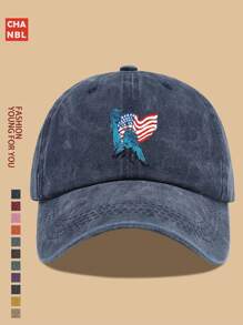 1 pieza Gorra de béisbol con estampado de moda, con diseño gráfico de la Estatua de la Libertad y la bandera de EE. UU., gorra de camionero negra transpirable y cómoda, sencilla corona suave de unicolor y visera curva, talla ajustable unisex para jóvenes y parejas, accesorio patriótico, estilo versátil para deportes al aire libre, escalada, pesca, cumpleaños, familia, Día de la Independencia, padres, artículo de estilo ideal