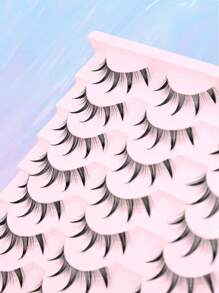 14 Pairs Manga Eyelashes Cartoon Style False Eyelashes, Transparent Natural Look, Dense & Curly Design, Suitable For Beginners, Reusable,5-11mm