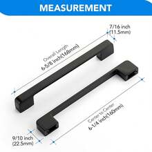 6pcs Black Aluminum Cabinet Handles - Solid American Style Kitchen Cabinet Pulls, Drawer Pulls With Mounting Screws - Polished Surface, Home Hardware Accessories - Black - View 9