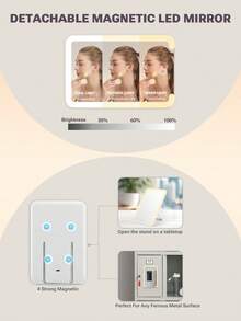 带可拆卸LED灯镜的化妆盒，便携式旅行化妆盒，带可调节隔板，化妆品收纳盒和带磁吸LED镜的小化妆包（黑色），旅行必备，旅行，情人节，房间装饰，钱包必备，女士化妆包，钱包必备单品，邮轮必备，设计师手提包，基础款，梳妆台必备，房间，可爱化妆包 - 黑色 - 查看 7